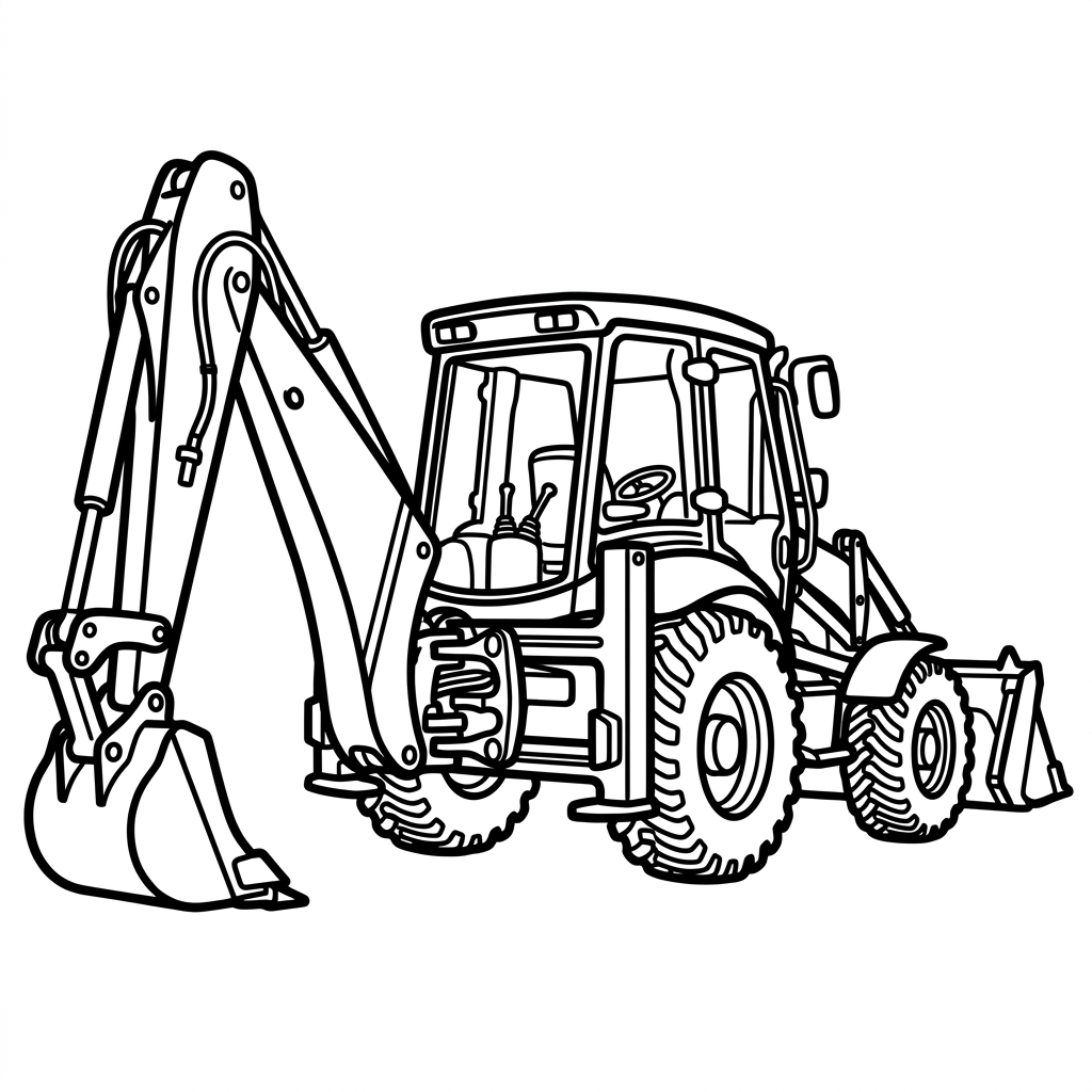Backhoe with thick lines