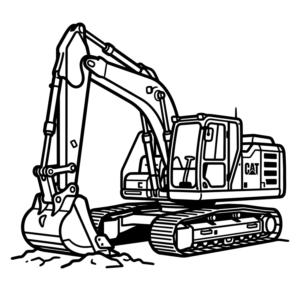 CAT excavator with thick lines